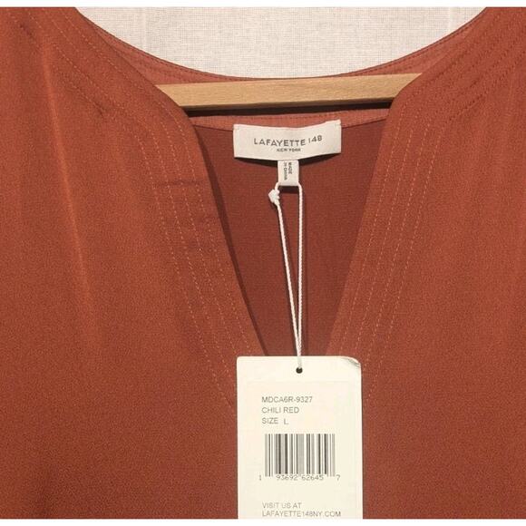 Lafayette 148 Selma Tiered Dress Chili Red A-line Midi Dress NWT Size Large - Picture 5 of 5